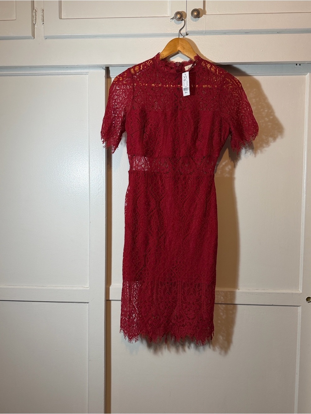 New York & Company Plum Lace Midi Dress